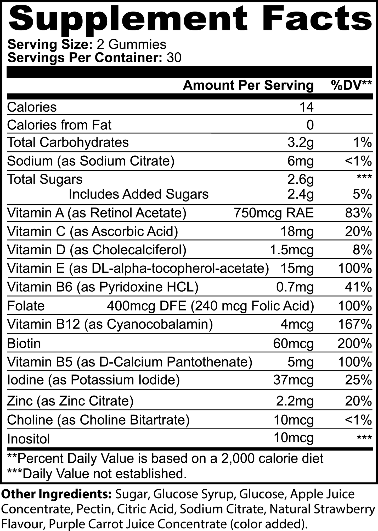 Multivitamin Bear Gummies (Strawberry)